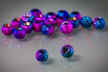 Hareline Gritty Tungsten Beads 1/8 Inch 3.3mm - Rainbow Grit