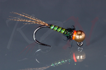 Jig nymph Olive Quill - gold bead - NJ17 #14