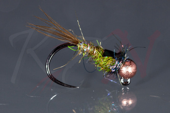 Jig nymph Olive - copper bead - NJ19 #12