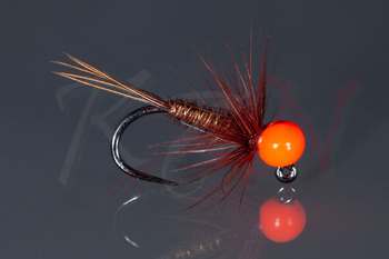 Pheasant tail jig nymph - fluo orange tungsten bead - NJ01 #12
