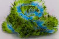 Hareline Magnum Tiger Barred Strips Black Barred Key Lime Baby Blue