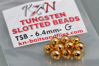 Tungsten Slotted Beads Gold 6.4mm 2.1g 10pcs