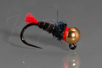 Black PT Jig Nymph Flash Back + Tag #14 3.5mm Gold