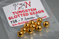 Tungsten Slotted Beads Gold 7.2mm 2.9g 10pcs