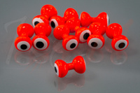 Hareline Large Double Pupil Lead Eyes #5 Fl Orange W White and Black