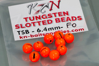 Tungsten Slotted Beads Fluo Orange 6.4mm 2.1g 10pcs