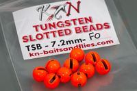 Tungsten Slotted Beads Fluo Orange 7.2mm 2.9g 10pcs