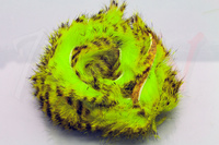 Hareline Magnum Tiger Barred Strips Black Barred Chartreuse Tipped Green Chartreuse
