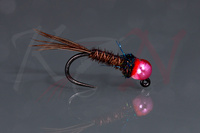 Pheasant tail jig nymph - met. lt. pink tungsten bead - NJ30 #12