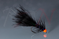 Black Wooly Bugger Fly with fluo orange bead - ML11 #10