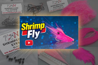 Material set for tying the Fluo Pink Shrimp fly