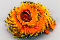 Hareline Magnum Tiger Barred Strips Black Barred Yellow Tipped Hot Orange